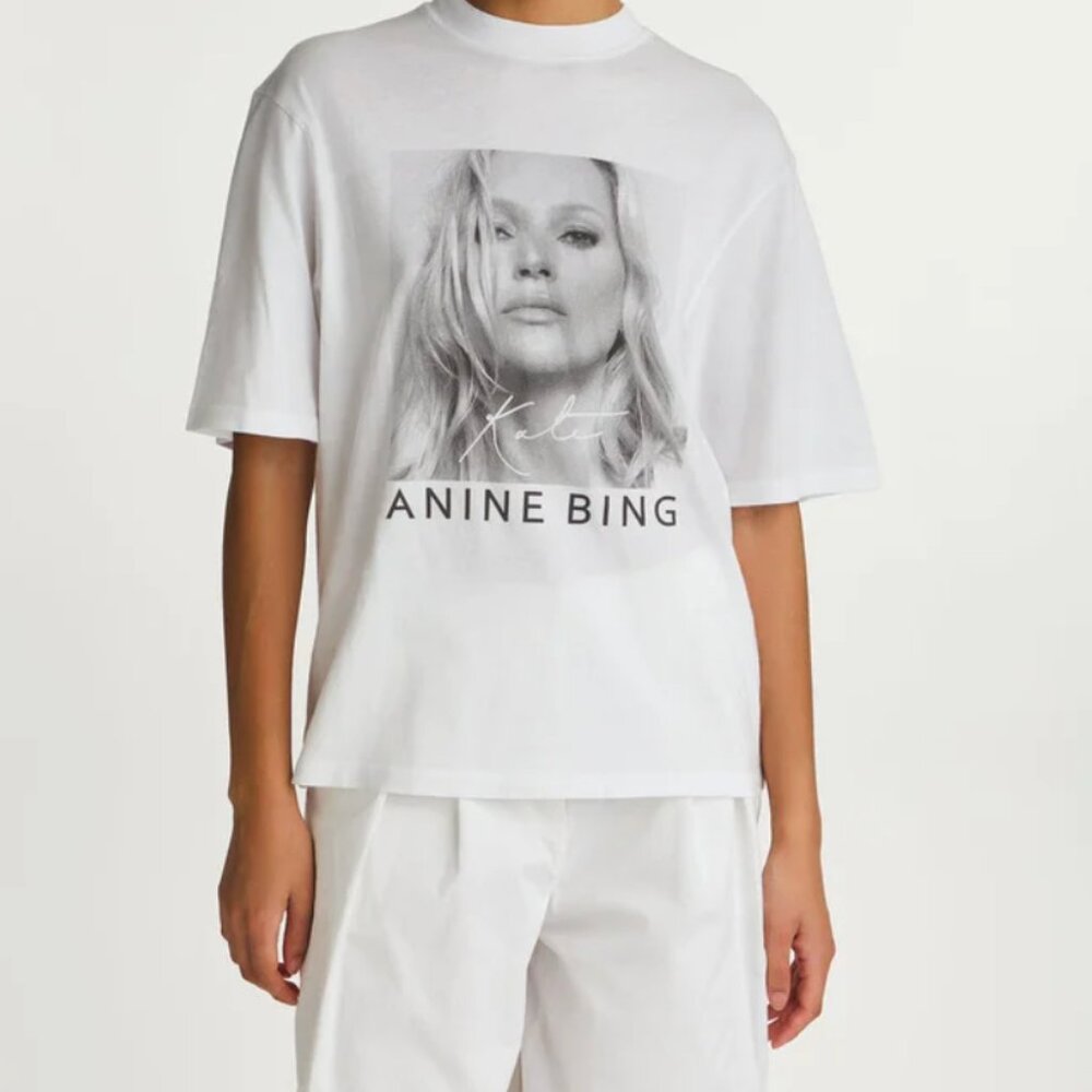 ANINE BING Avi Kate Moss SignatureTee Graphic Tee - Sz: Med.